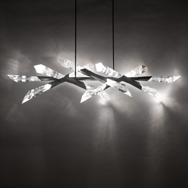 Bergamots Linear Chandelier 60"W Optic Haze Quartz