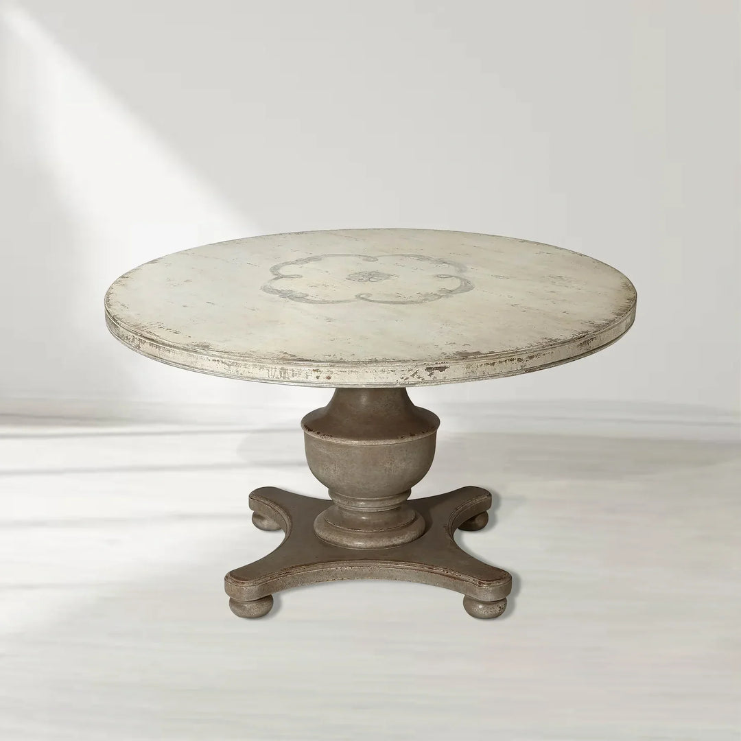Bianco Hand-Painted Round Pedestal Dining Table