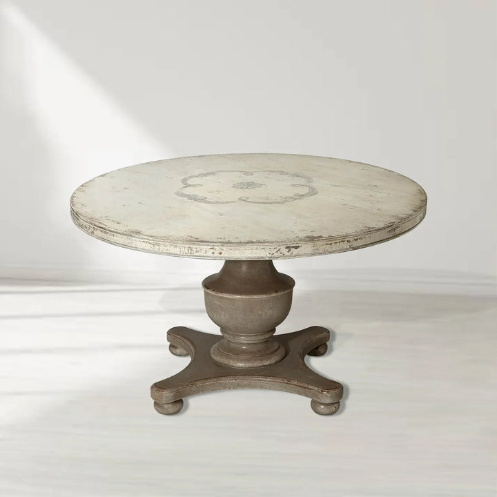 Bianco Hand-Painted Round Pedestal Dining Table