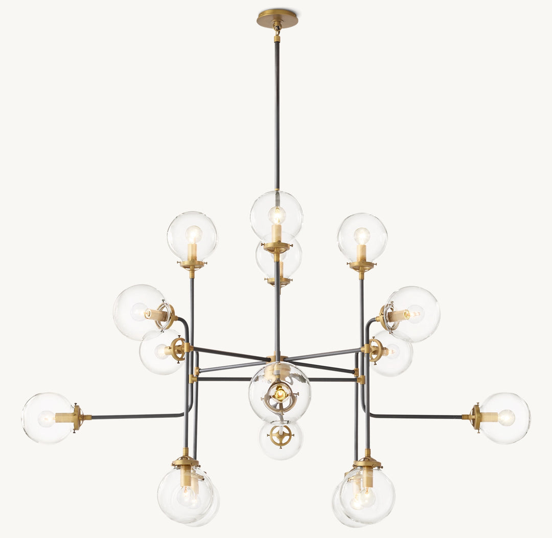 Bistro Globe Glass Chandelier 56"