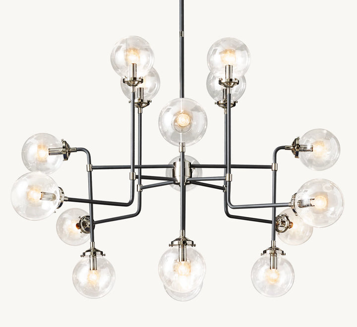 Bistro Globe Glass Chandelier 56"