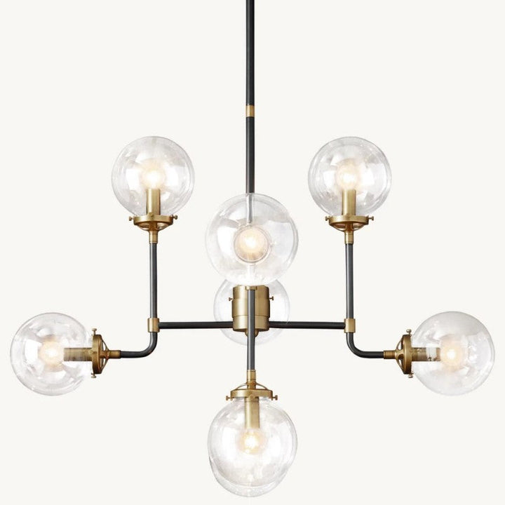 Bistro Globe Glass Chandelier 34"