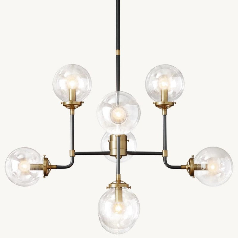 Bistro Globe Glass Chandelier 34"