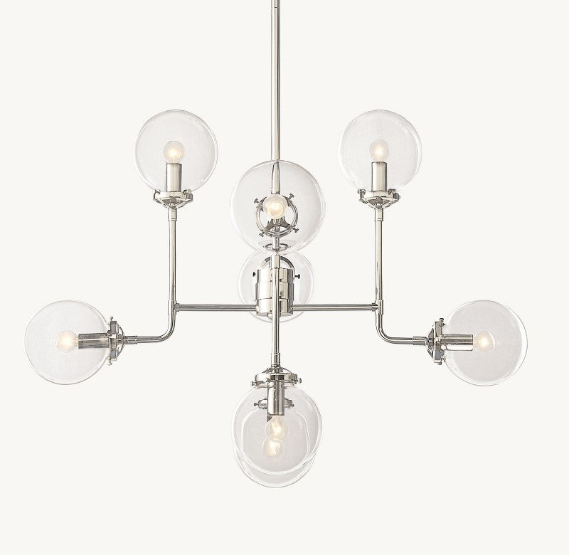 Bistro Globe Glass Chandelier 34"