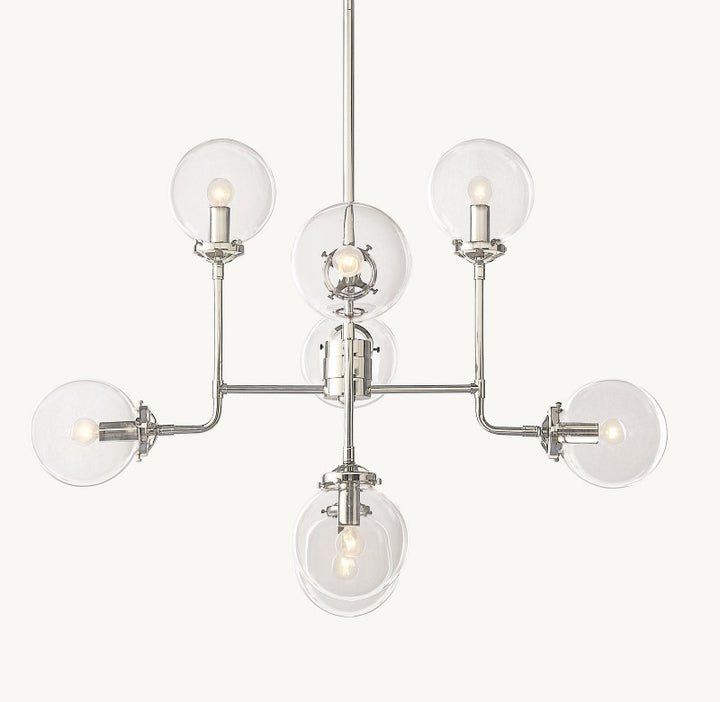 Bistro Globe Glass Chandelier 34"