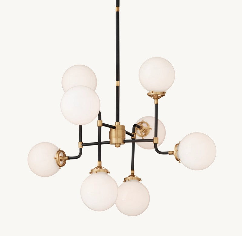 Bistro Globe Glass Chandelier 34"