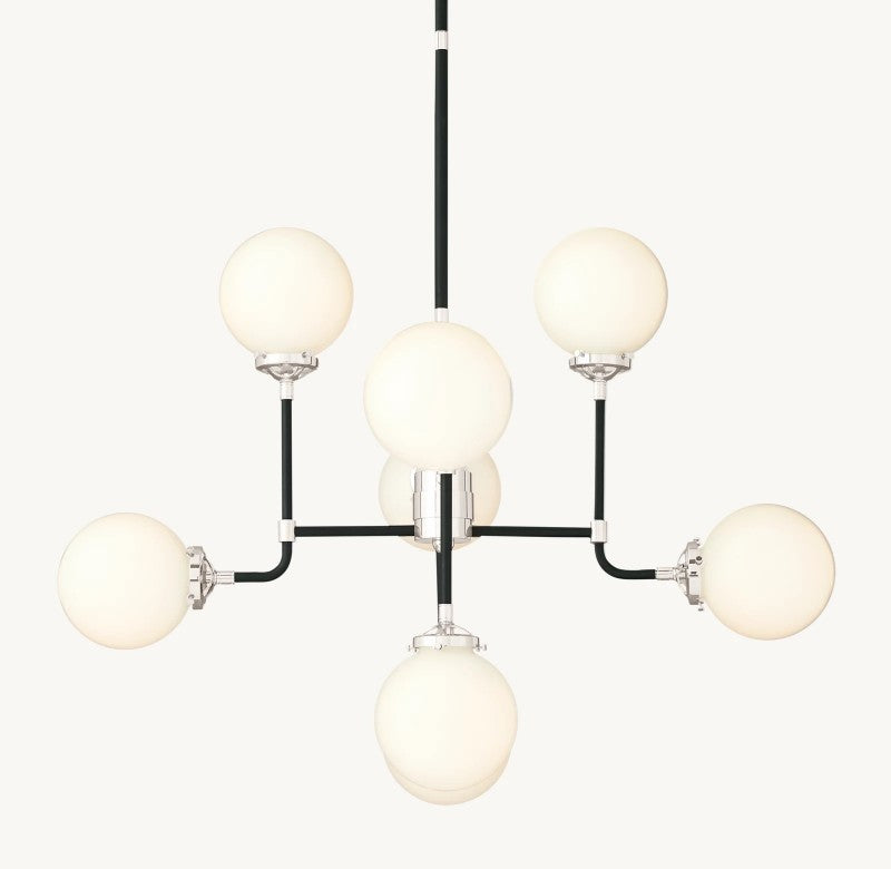 Bistro Globe Glass Chandelier 34"
