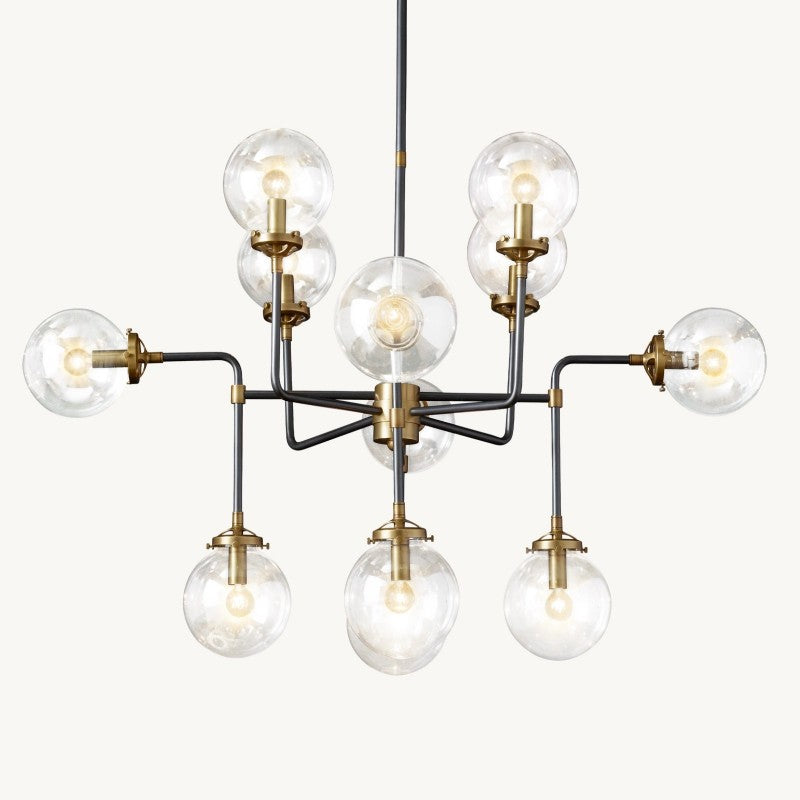 Bistro Globe Glass Chandelier 42"