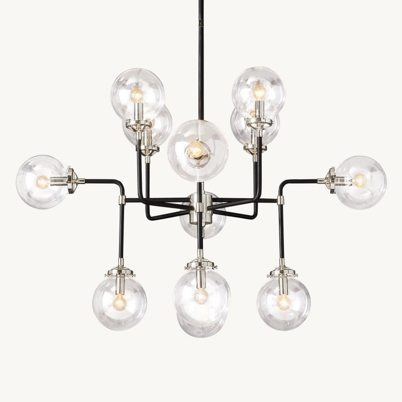 Bistro Globe Glass Chandelier 42"
