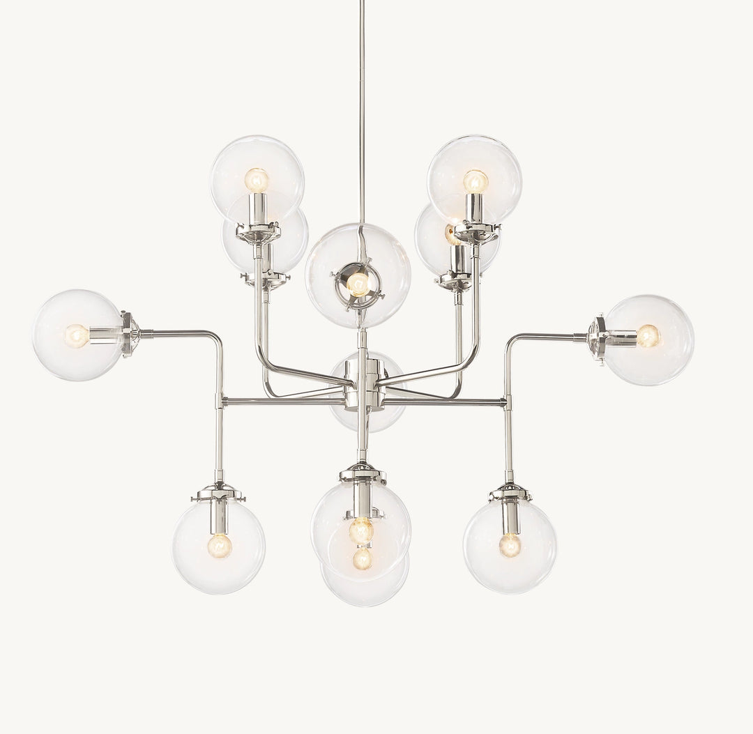 Bistro Globe Glass Chandelier 42"