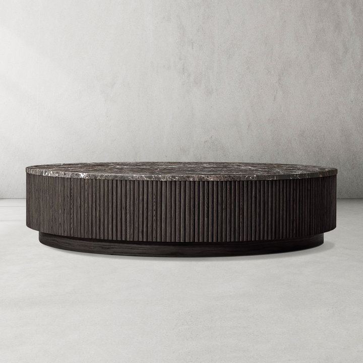 Holland Oak Wood & Stone Round Coffee Table