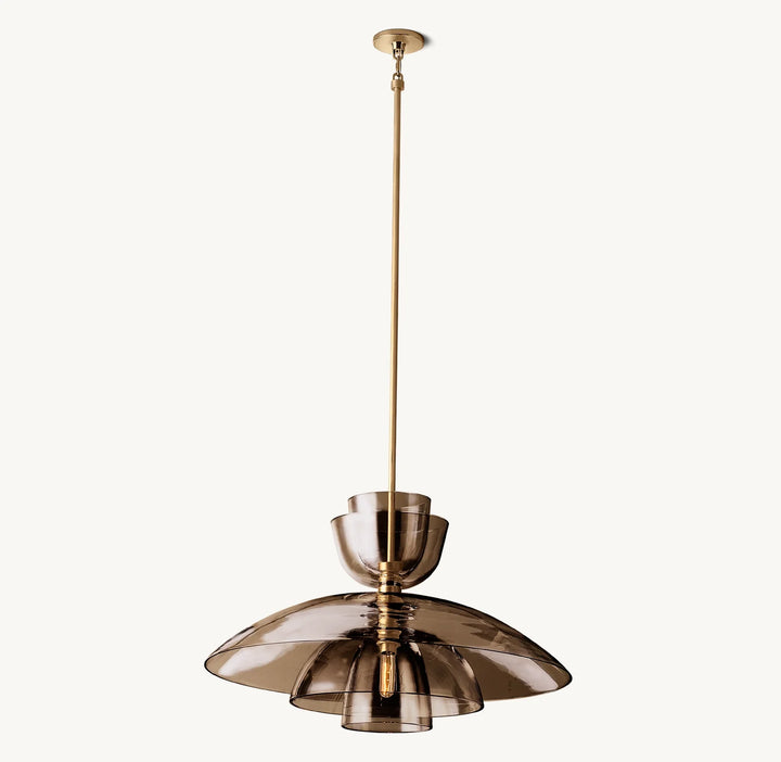 Bloomy Amber Glass Cloche Grand Pendant