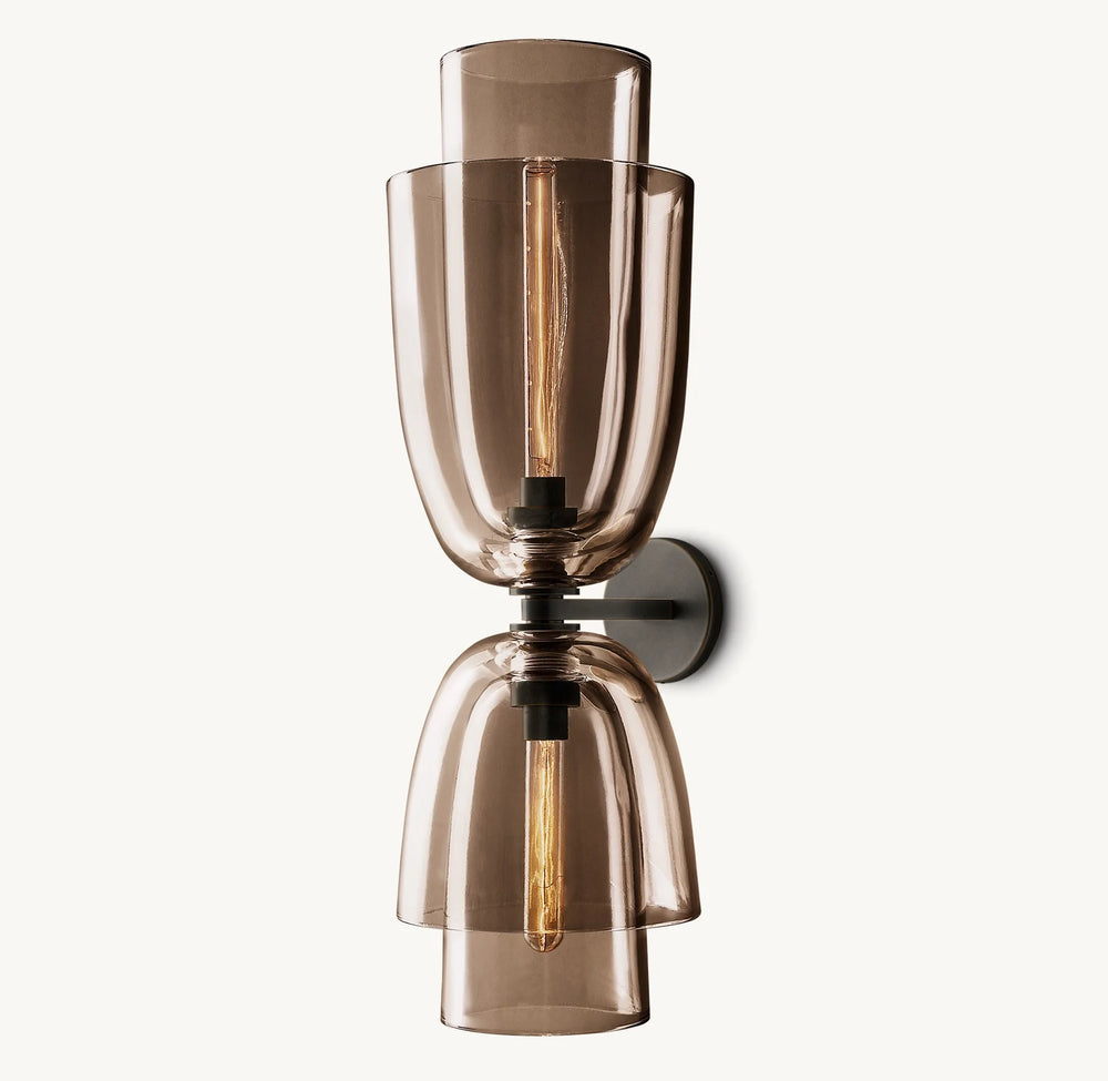 Bloomy Amber Glass Cloche Grand Sconce