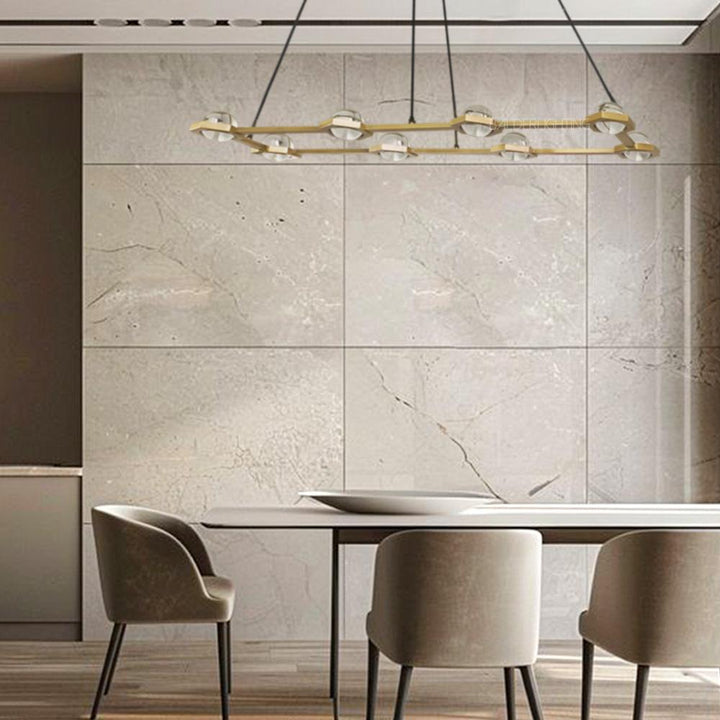 Braelynn Crystal Ball Rectangular Chandelier 54"