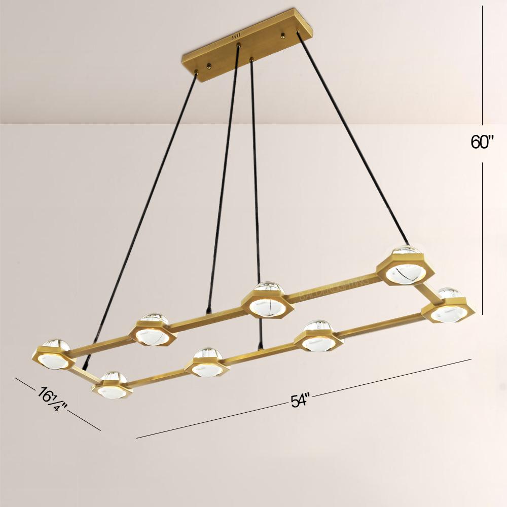 Braelynn Crystal Ball Rectangular Chandelier 54"