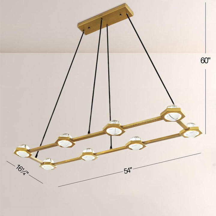 Braelynn Crystal Ball Rectangular Chandelier 54"