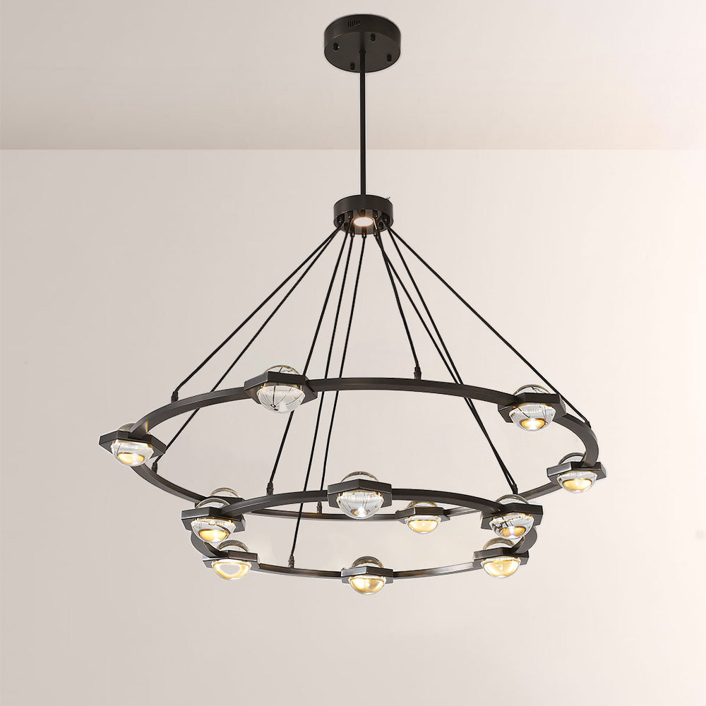 Braelynn Crystal Ball Two-Tier Round Chandelier 60"
