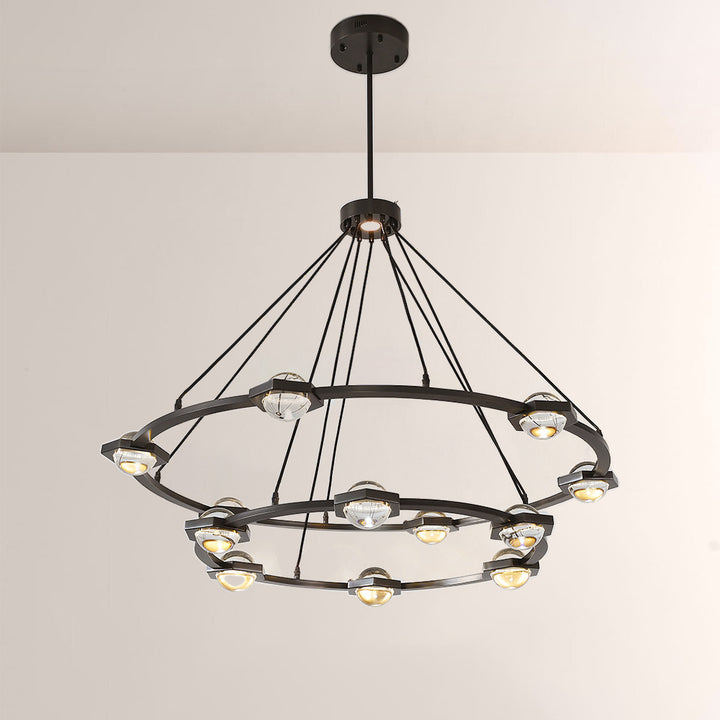 Braelynn Crystal Ball Two-Tier Round Chandelier 60"