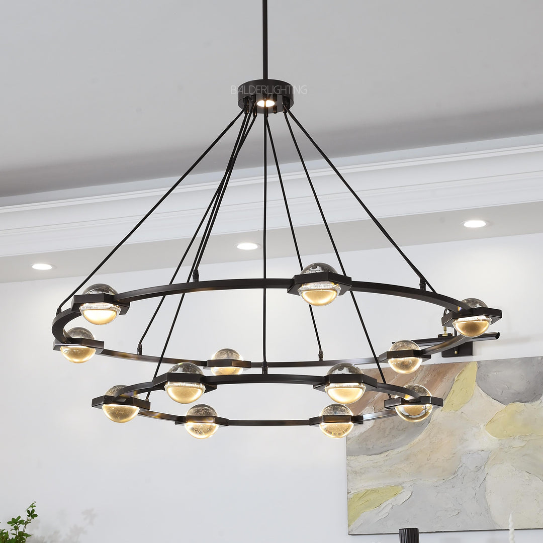 Braelynn Crystal Ball Two-Tier Round Chandelier 60"