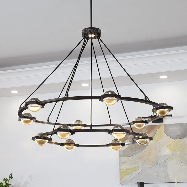 Braelynn Crystal Ball Two-Tier Round Chandelier 60"