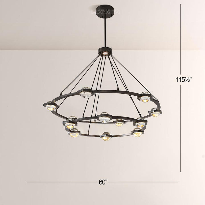 Braelynn Crystal Ball Two-Tier Round Chandelier 60"
