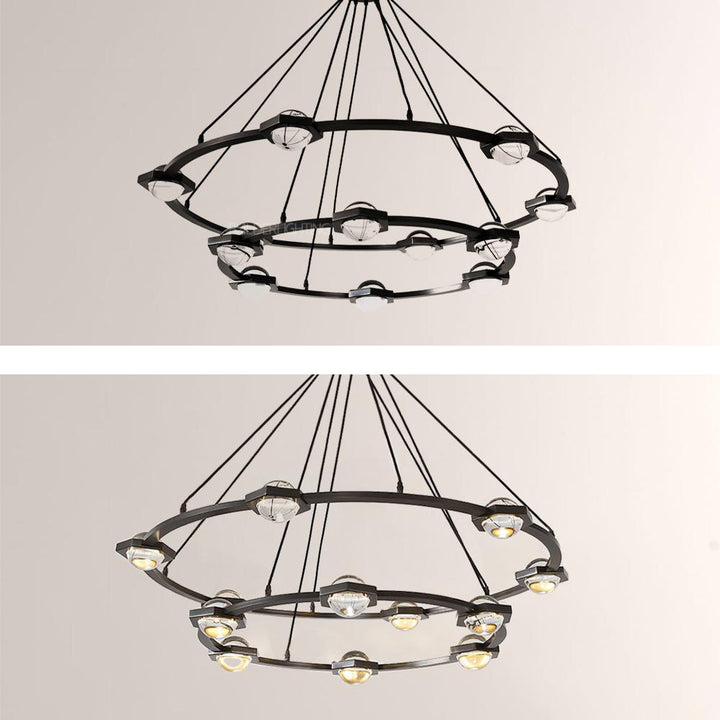 Braelynn Crystal Ball Two-Tier Round Chandelier 60"