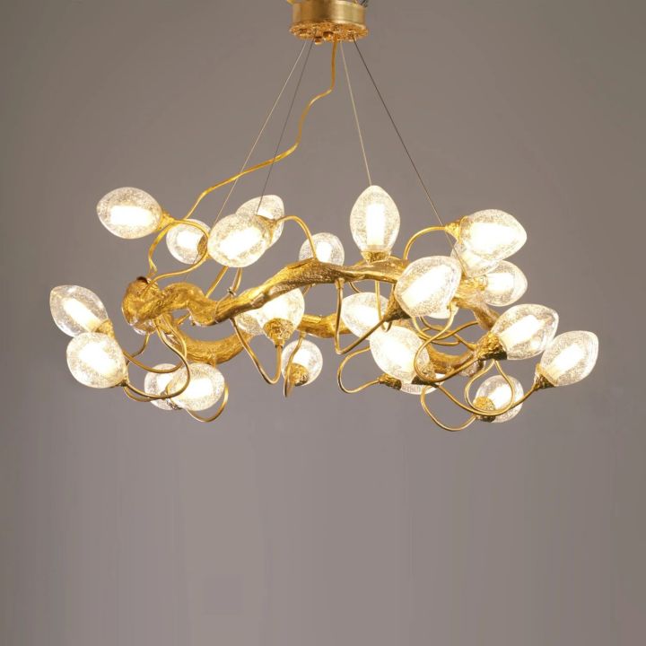 Branch Lotus Brass Chandeliers