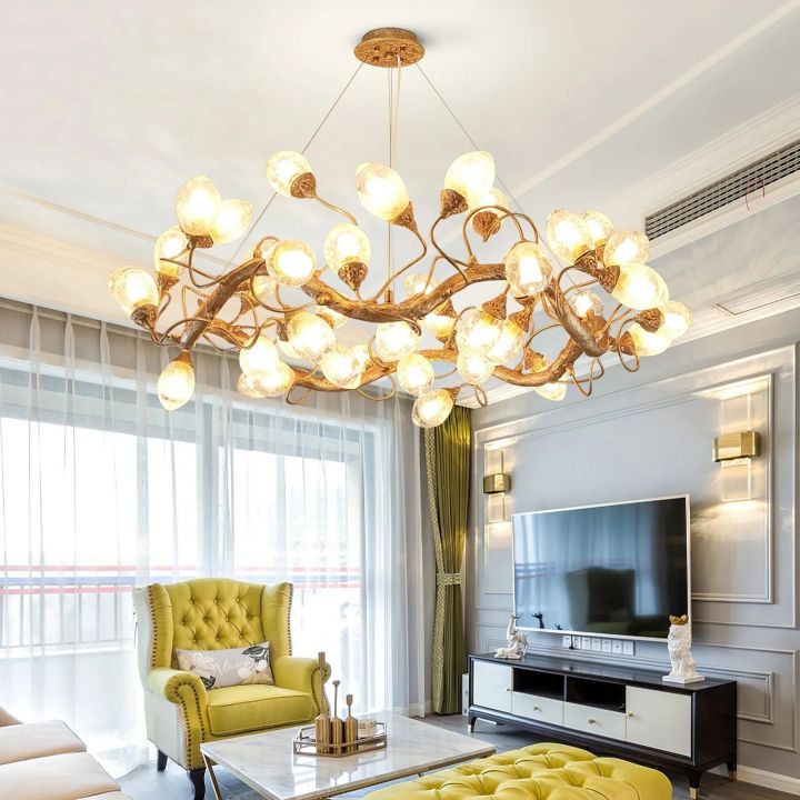 Branch Lotus Brass Chandeliers