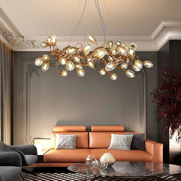 Branch Lotus Brass Chandeliers