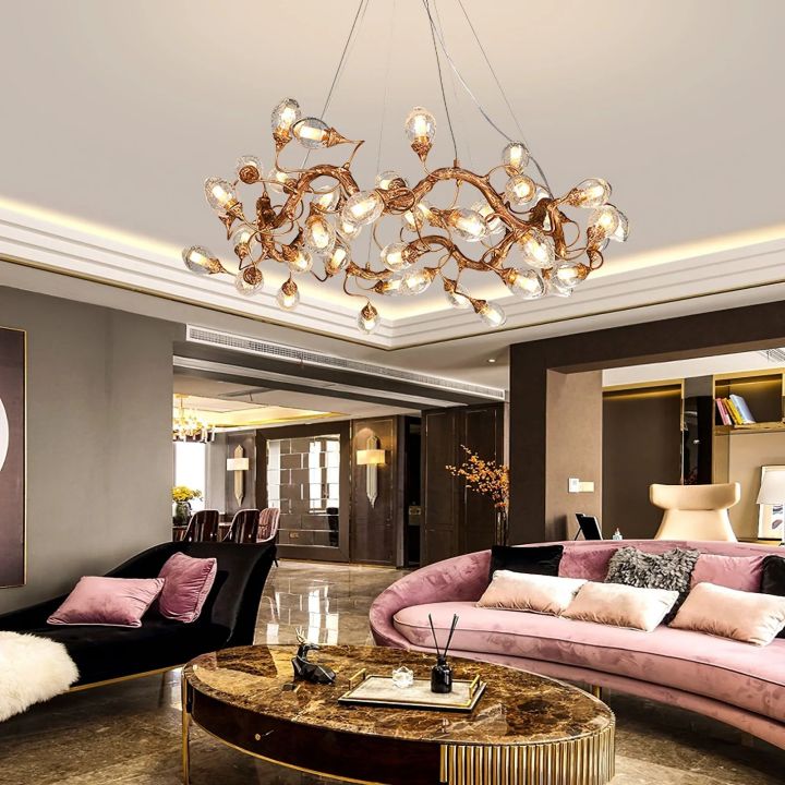 Branch Lotus Brass Chandeliers