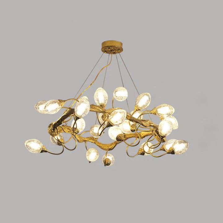 Branch Lotus Brass Chandeliers