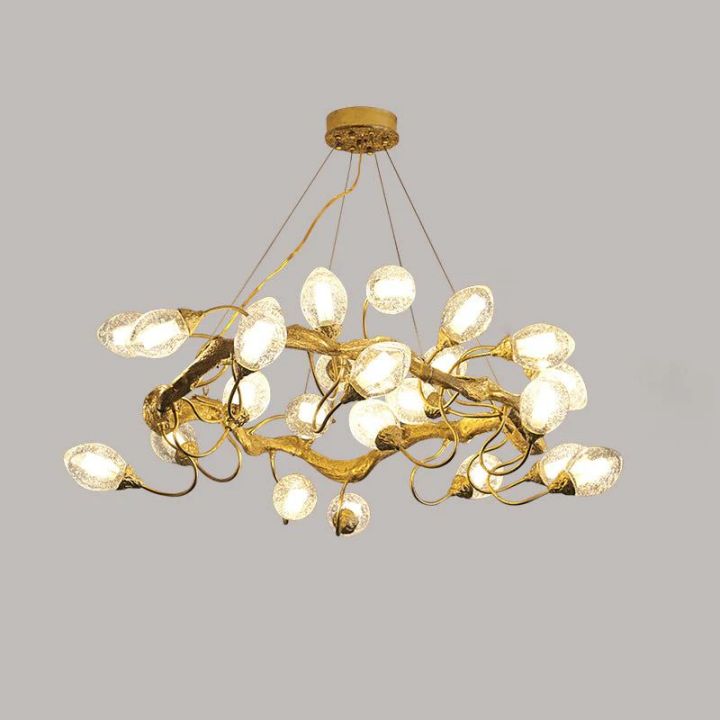 Branch Lotus Brass Chandeliers