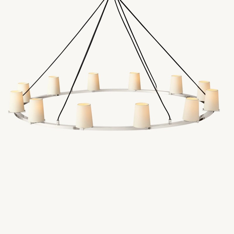 Briesha Fabric Shade Round Chandelier 60"