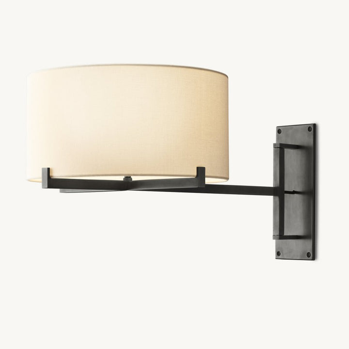 Briesha Drum Fabric Shade Swing-Arm Sconce