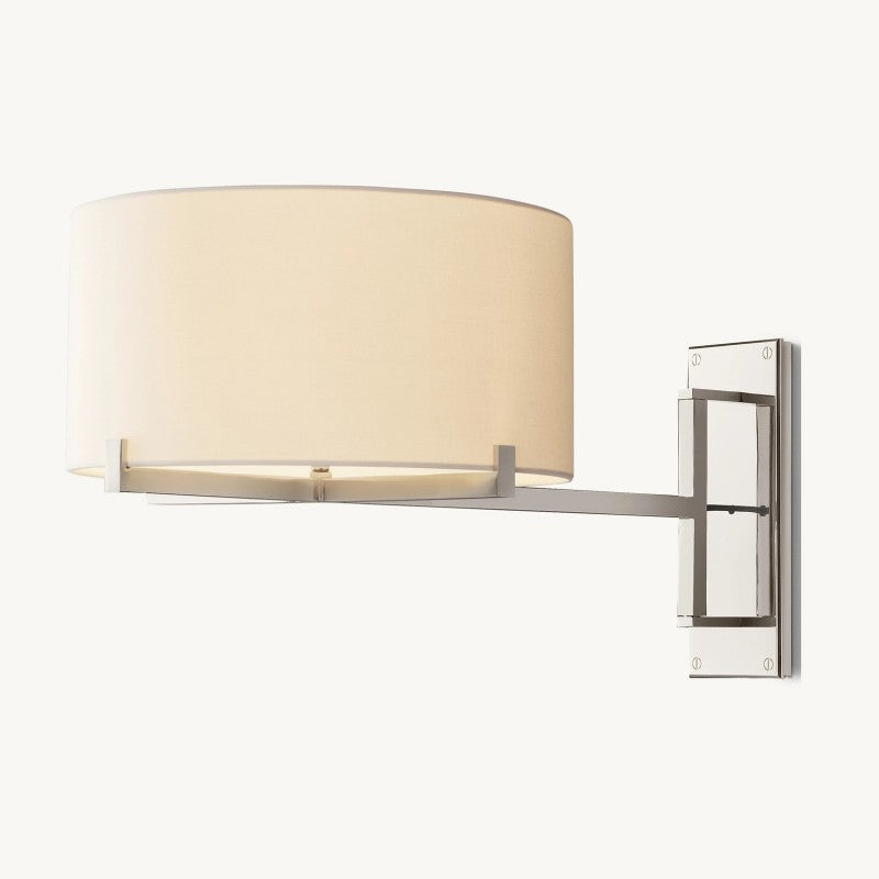 Briesha Drum Fabric Shade Swing-Arm Sconce