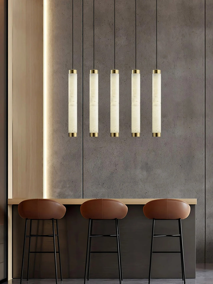 Brushed Brass Alabaster Pendant Lamp – Elegant Ceiling Light