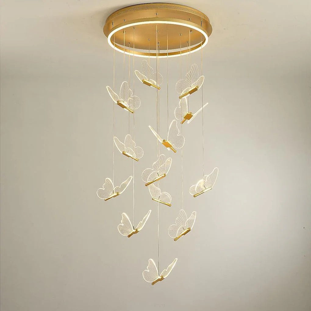 Butterfly Chandelierv Modern Metal Disk Acrylic Ceiling Light