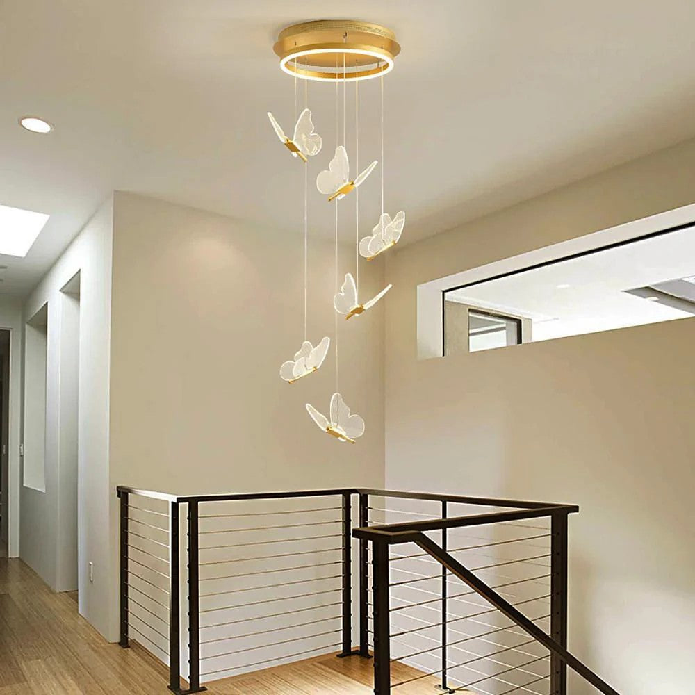 Butterfly Chandelierv Modern Metal Disk Acrylic Ceiling Light