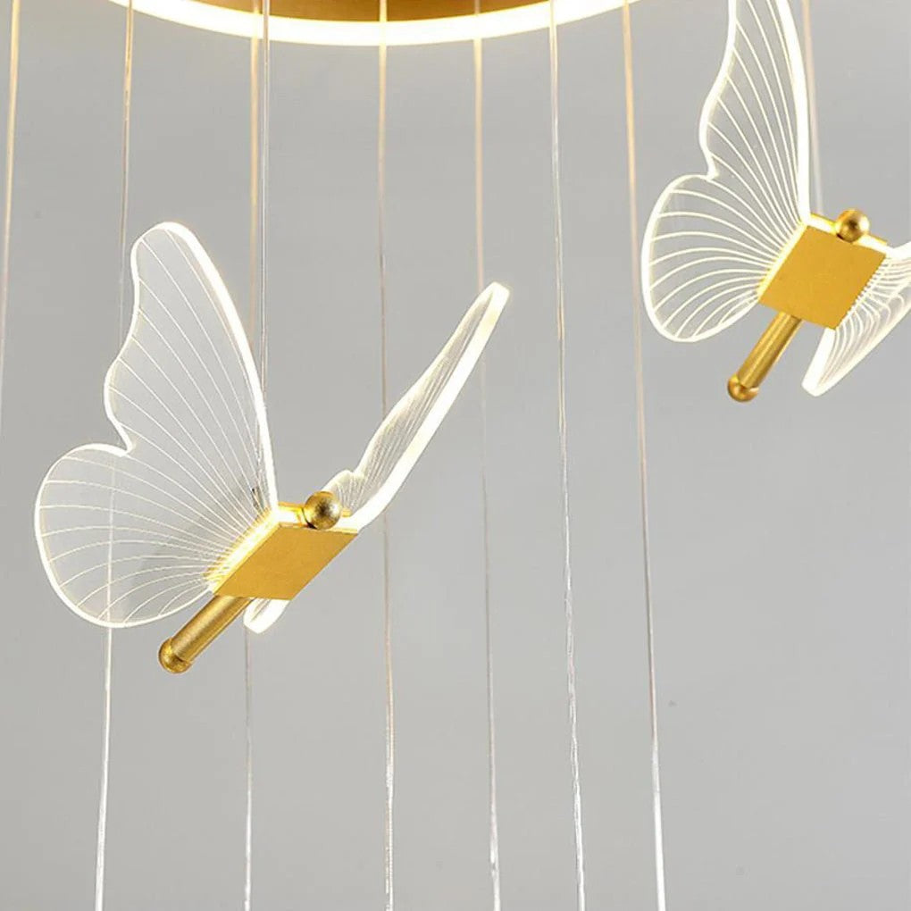 Butterfly Chandelierv Modern Metal Disk Acrylic Ceiling Light