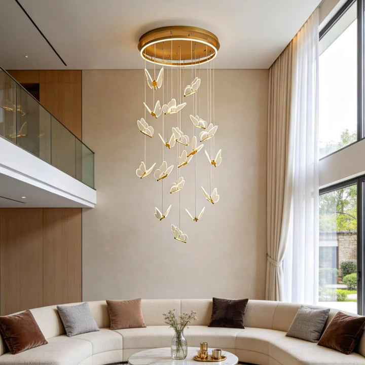 Butterfly Chandelierv Modern Metal Disk Acrylic Ceiling Light