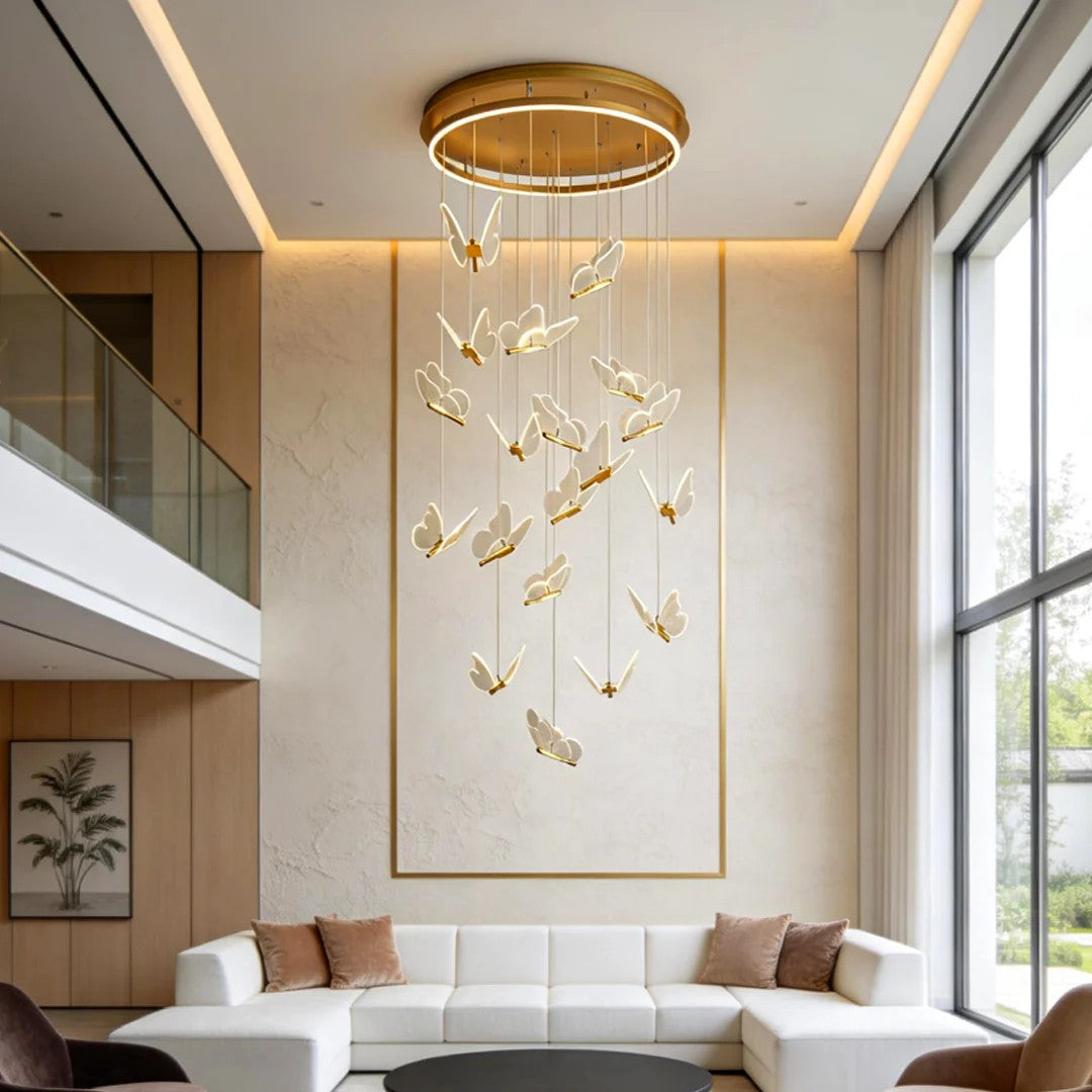 Butterfly Chandelierv Modern Metal Disk Acrylic Ceiling Light