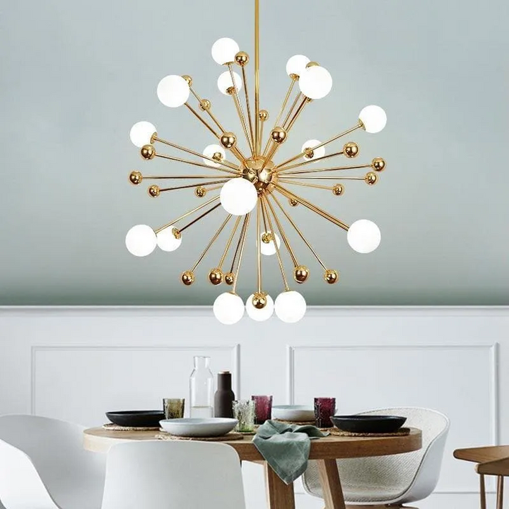 CAMILA GOLD AND WHITE CHANDELIER D40"
