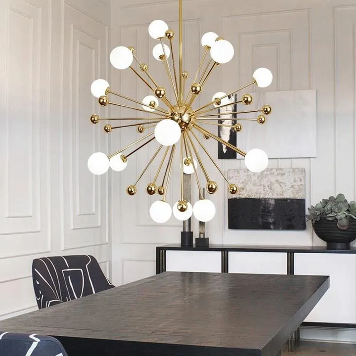 CAMILA GOLD AND WHITE CHANDELIER D40"