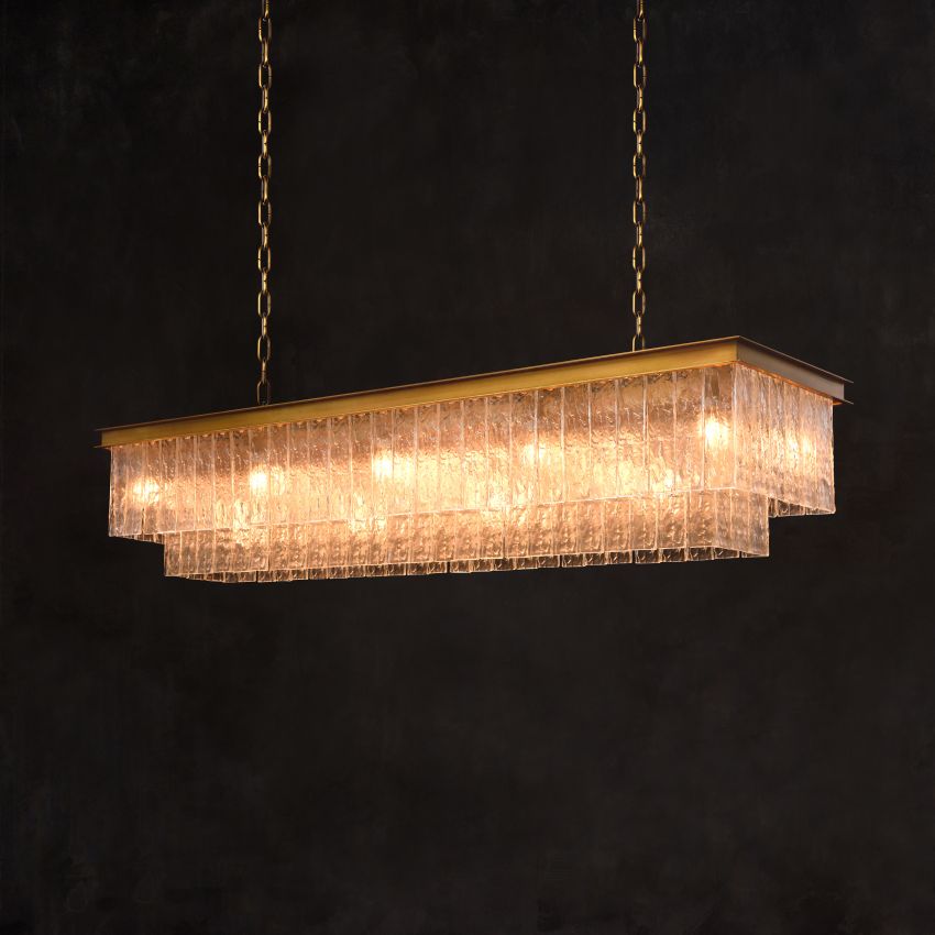 Celena Glass Rectangular Chandelier