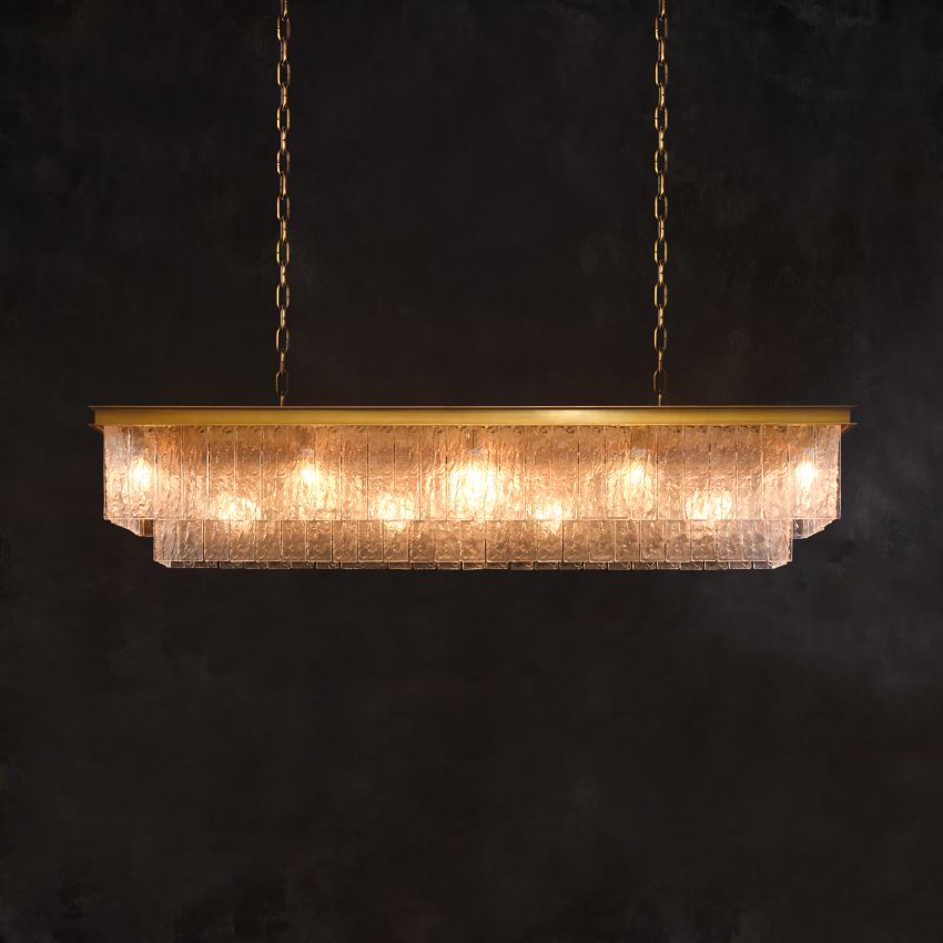 Celena Glass Rectangular Chandelier