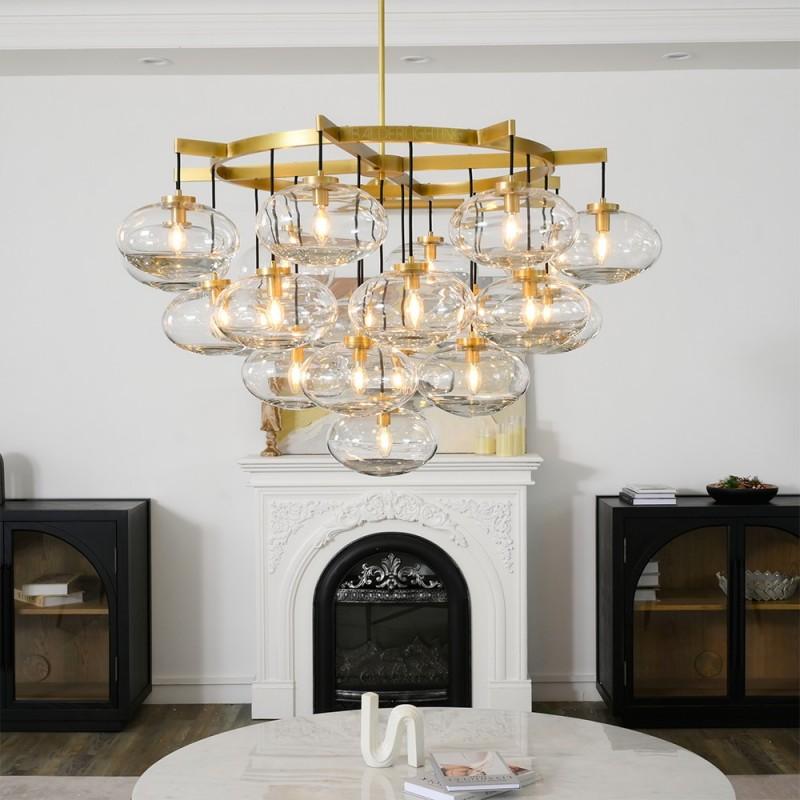 Cabrette Clear Glass Round Chandelier 48"
