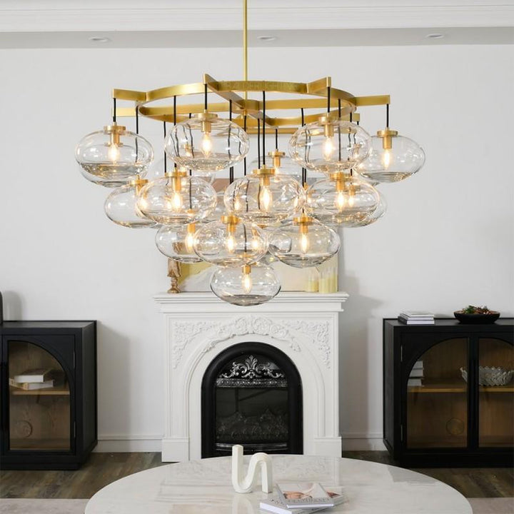Cabrette Clear Glass Round Chandelier 48"