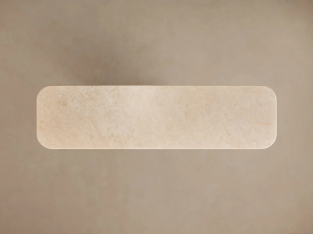 Caden Console Table in Wood and Stone Modern Design