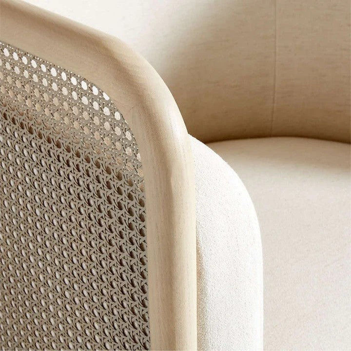 Cane Back Whitewash Swivel Accent Chair