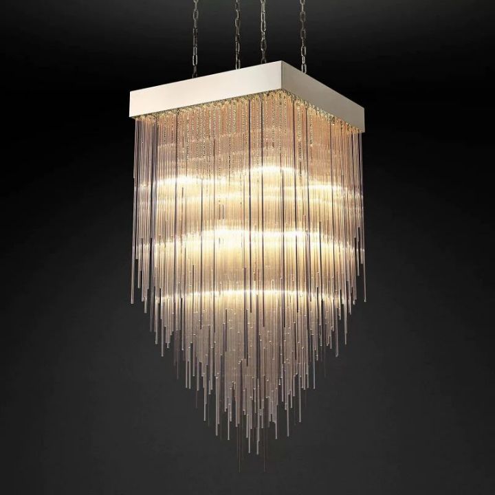 Hiram Blown Glass Square Chandelier 30"